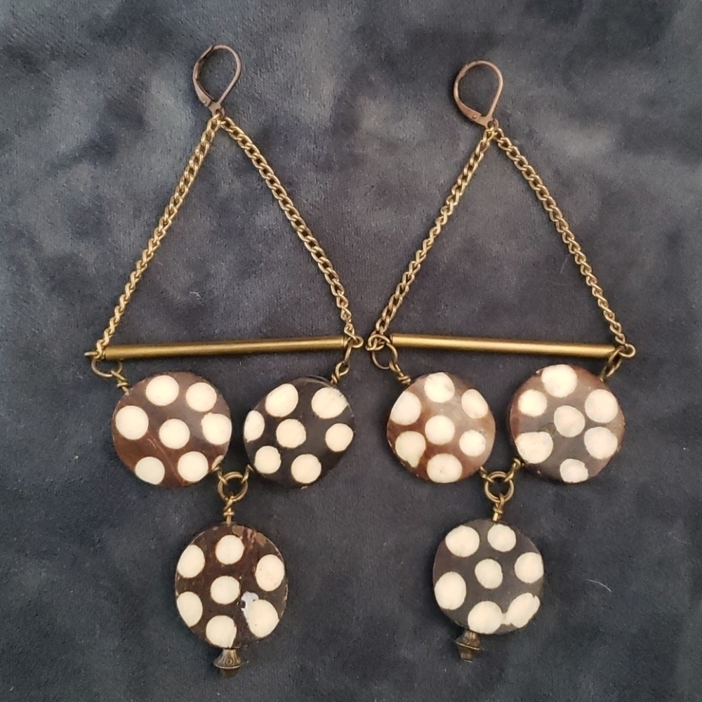 vintage Y2K | Bohemian gold & polka dot bold statement earrings